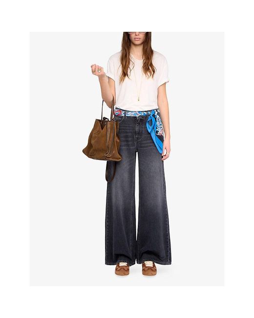 Zadig & Voltaire Blue Eli Faded-Wash Wide-Leg Denim Jeans