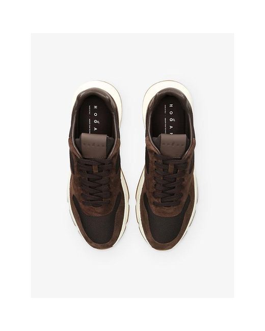 Hogan Brown Hyperlight Suede And Mesh Trainers for men