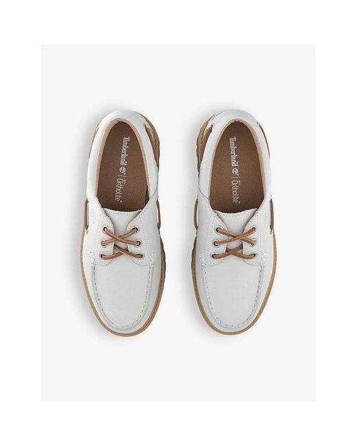 Timberland White Full Grain Stone Street Chunky-Sole Leather Boat Shoes