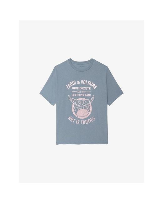 Zadig & Voltaire Blue Berry Graphic-Print Short-Sleeve Cotton T-Shirt