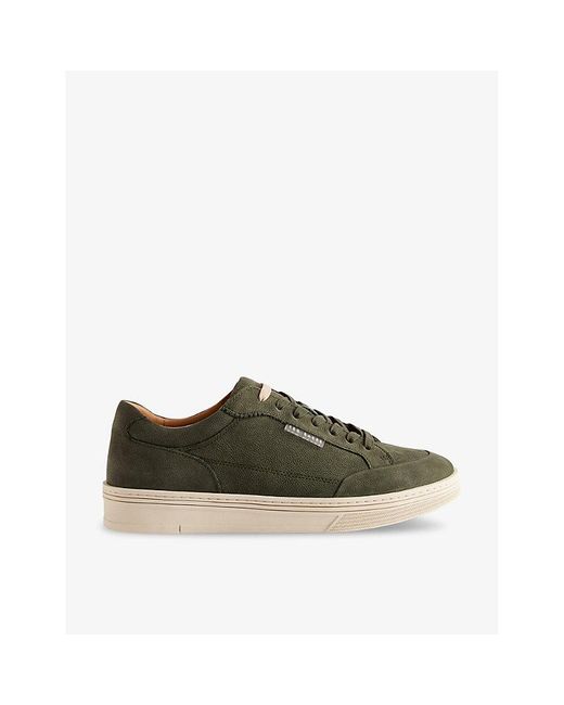 Ted Baker Green Hampstd Contrast-trim Leather Low-top Trainers for men