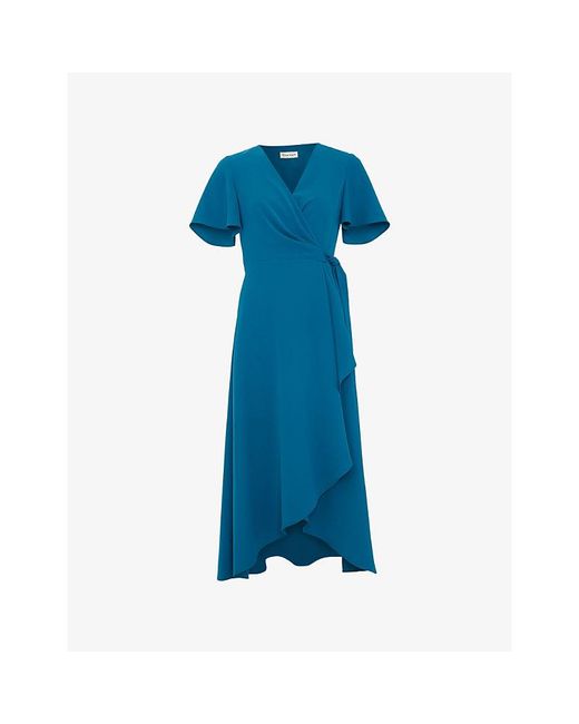 Phase Eight Blue Julissa Wrap-Front Woven Midi Dress