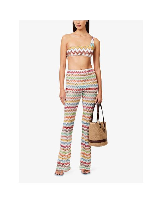 Missoni Multicolor Flared-Leg Chevron Knitted Trousers