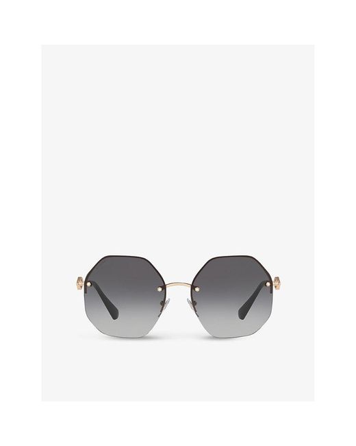 BVLGARI Gray Bv6122b Irregular-frame Metal And Acetate Sunglasses