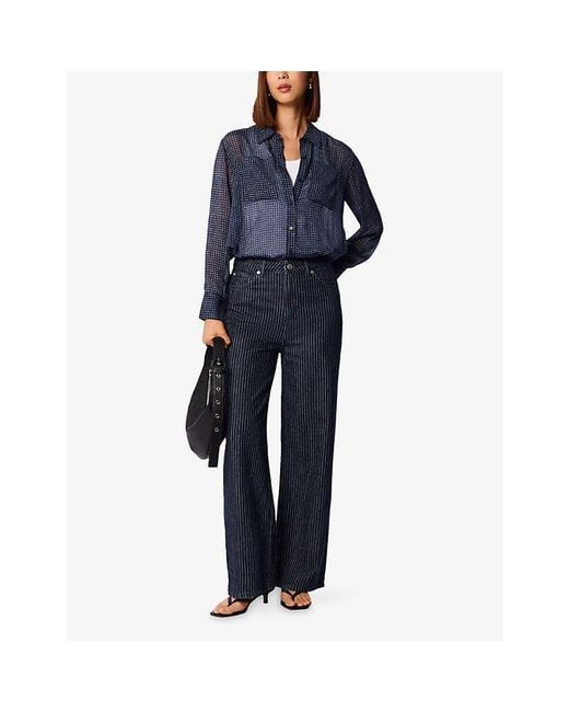 Whistles Blue Pinstripe Straight-Leg Denim Jeans