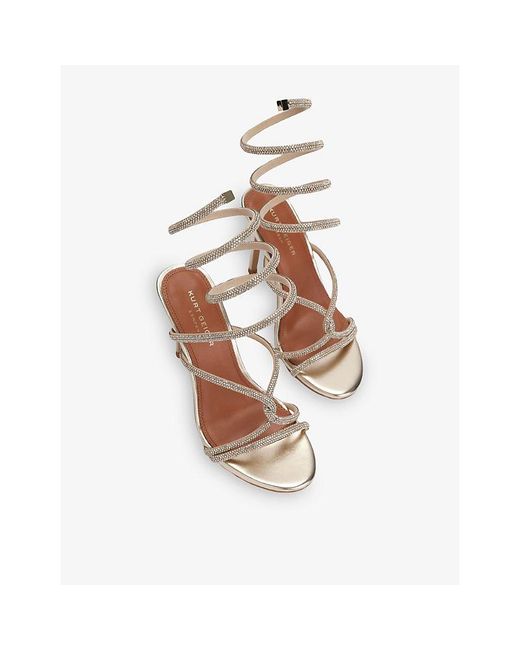 Kurt Geiger White Knot Spiral Heeled Woven Sandals