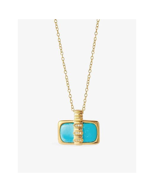Astley Clarke Blue Aurora Ridge 18Ct- Plated Sterling- And Sapphire Pendant Necklace