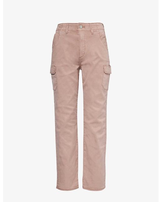 PAIGE Pink Drew Straight-leg High-rise Stretch-woven Trousers