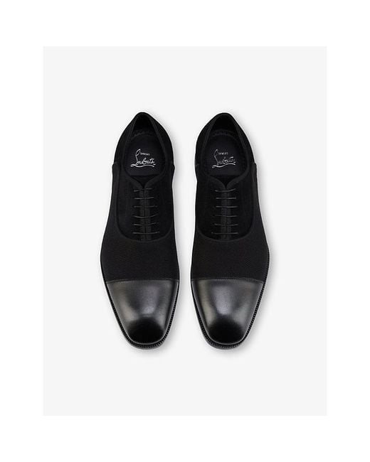 Christian Louboutin Black Greggory Flat Leather Derby Shoes for men
