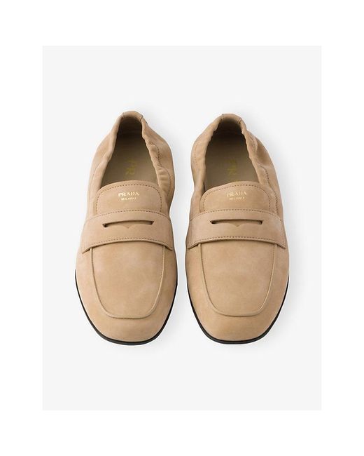 Prada Natural Shuffle Leather Loafers