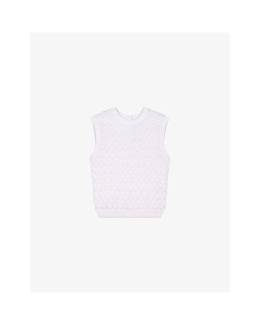 Maje White Textured Knitted Sweater Vest