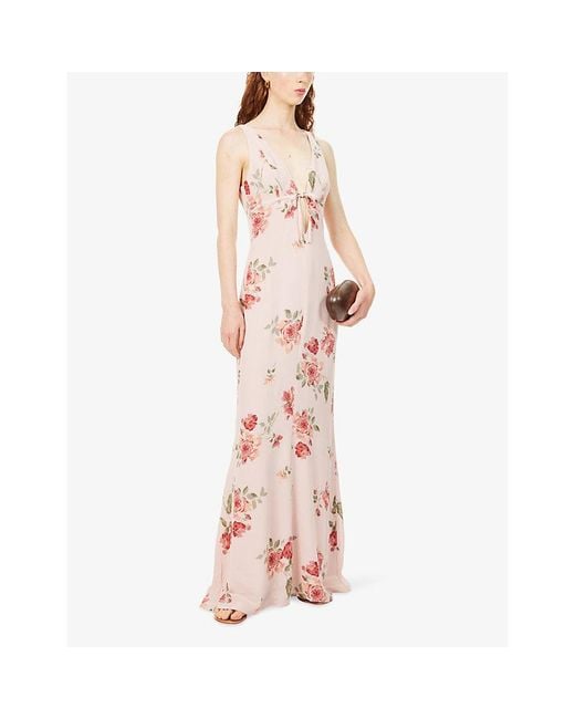 Reformation Pink Taryn Floral-Print Georgette Maxi Dress