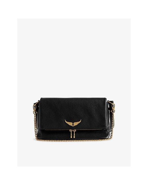 Zadig & Voltaire Black Rocky Ii Wing-Embellished Leather Cross-Body Bag