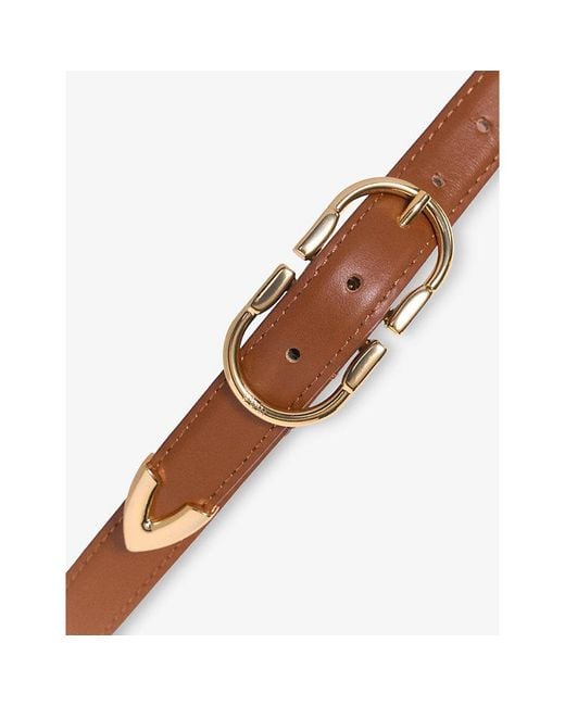 Maje White Double-Buckle Leather Belt
