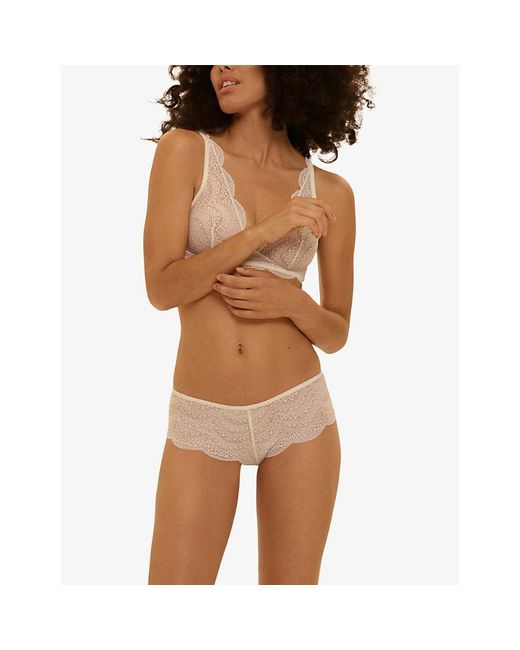 Simone Perele White Karma Mid-Rise Stretch-Lace Briefs