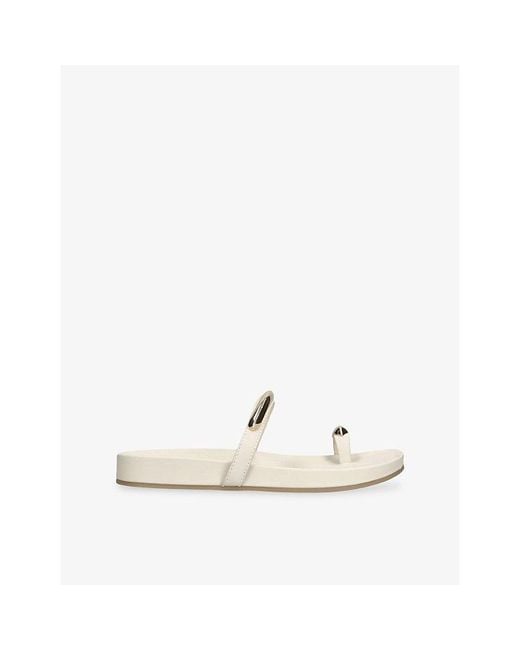 Dolce Vita White Sayah 102 Leather Flat Sandals