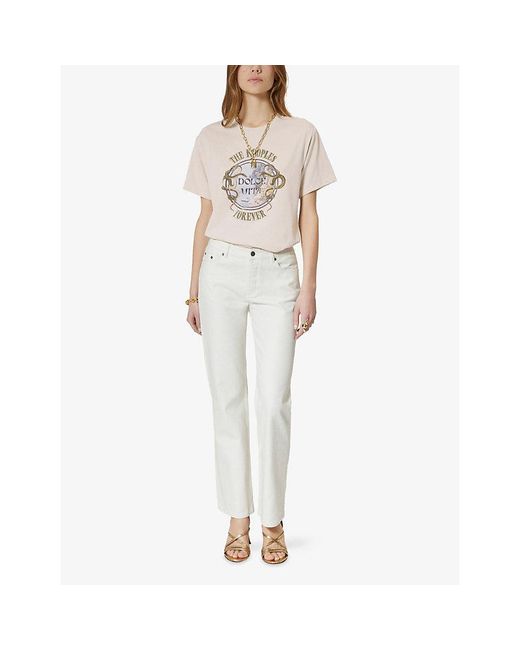 The Kooples White Branded-Print Short-Sleeved Cotton-Jersey T-Shirt