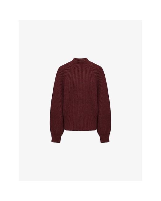 Varley Red Martina High-Neck Knitted Jumper