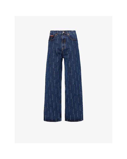 Martine Rose Blue Text-print Wide-leg High-rise Jeans X for men