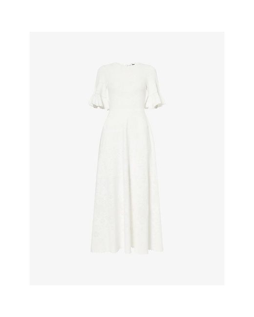 Needle & Thread White Scallop Lace Pointelle Woven Maxi Dress