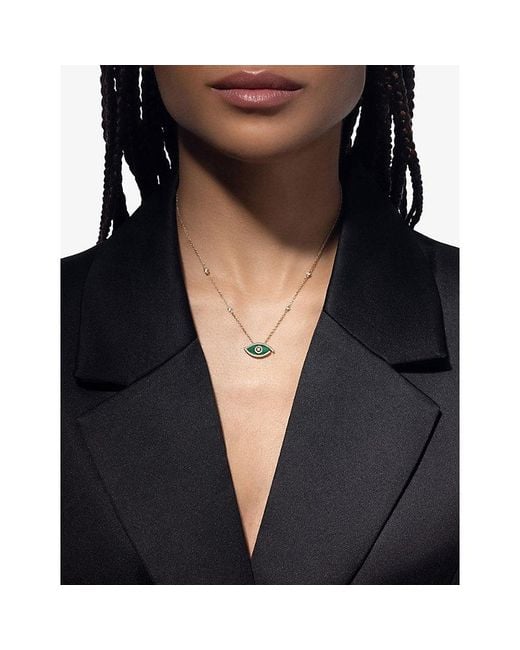 Messika Metallic Lucky Eye 18Ct- Malachite And 0.38Ct Diamond Necklace