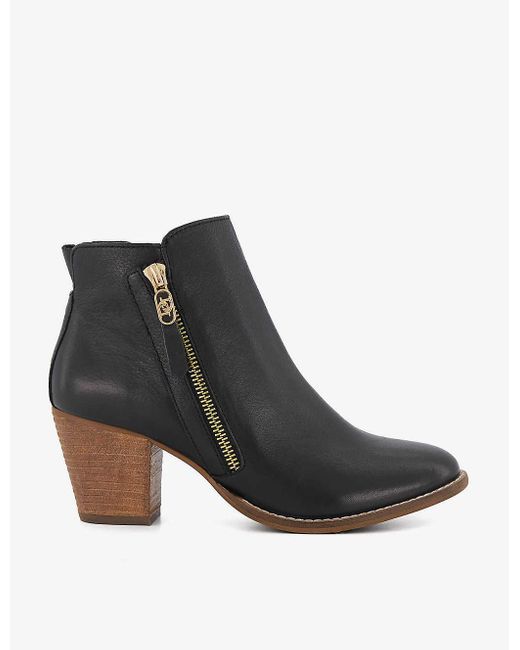 Dune Black Paicey Wide-fit Leather Ankle Boots