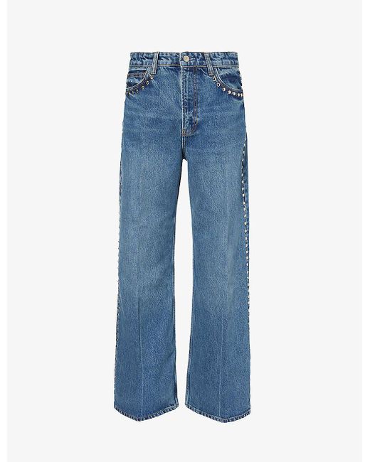 Reformation Blue Cary High-rise Wide-leg Organic Denim-blend Jeans