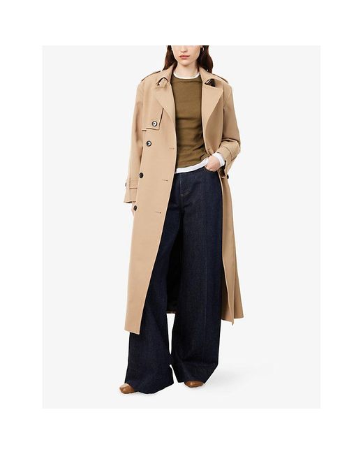 ME+EM Natural Belted Relaxed-Fit Stretch-Woven Trench Coat
