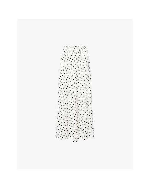 Samsøe & Samsøe White Saumi Polkadot Woven Midi Skirt