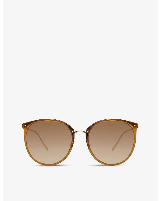 Linda Farrow Metallic Kings Round-frame Acetate And 22ct Gold-plated Titanium Sunglasses