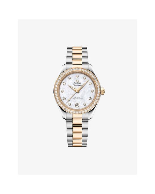Omega Metallic Seamaster Aqua Terra 150M Moonshine On Stainless-Steel And 0.91Ct Diamond Watch 30Mm for men