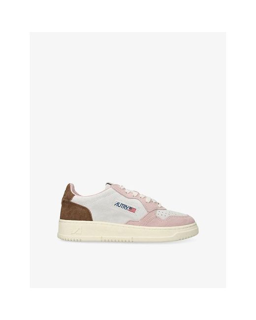 Autry White Medalist Bi-Colour Suede Low-Top Trainers