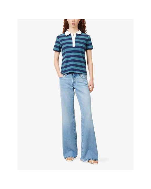FRAME Blue X Amelia The Mid-Rise Wide-Leg Denim Jeans