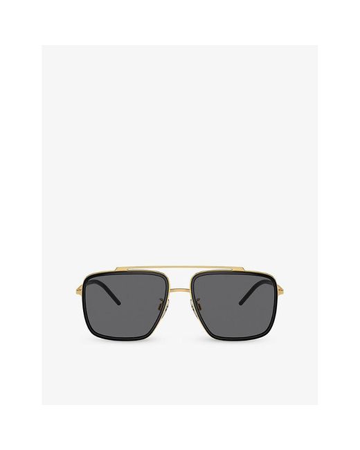 Dolce & Gabbana Gray Dg2220 Square-frame Metal Sunglasses