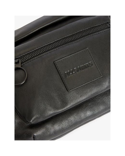 AllSaints Black Ronin Brand-embossed Leather Belt Bag for men
