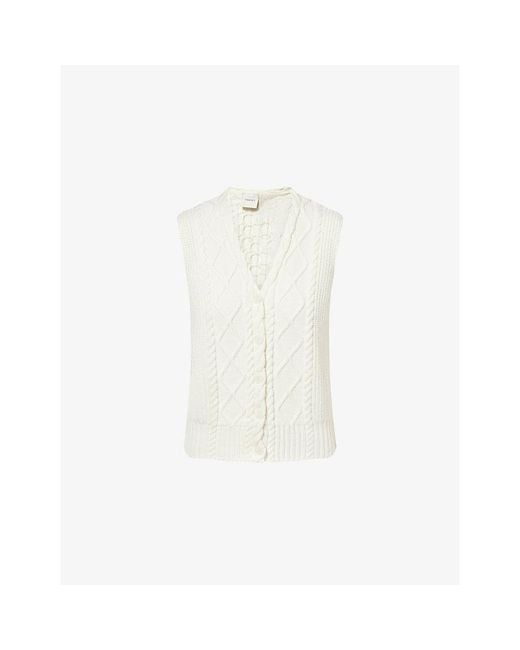 Varley White Tatyana Cable Knit Vest