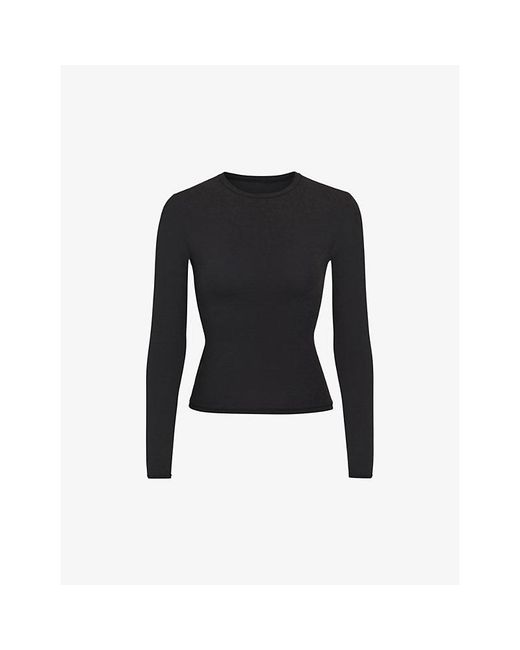 Skims Black Fits Everybody Stretch-Jersey T-Shirt