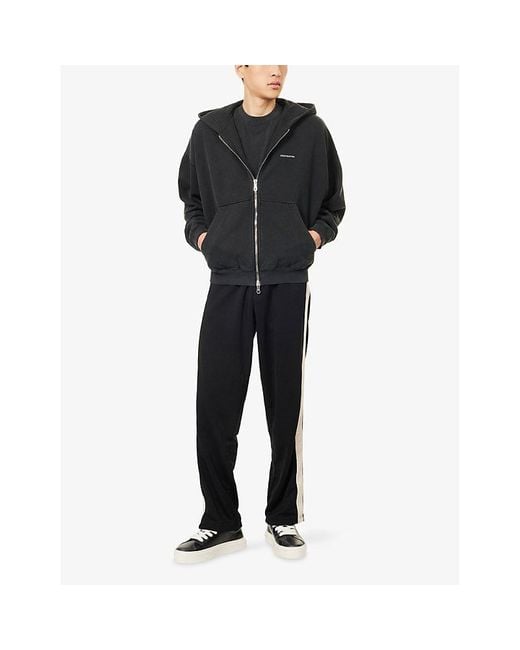 Cole Buxton Black Logo-Embroidered Zip-Up Cotton-Jersey Hoody for men