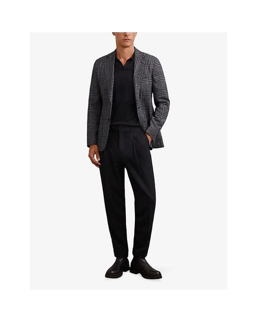 Reiss Black Flush Slim-Fit Wool-Blend Trousers for men