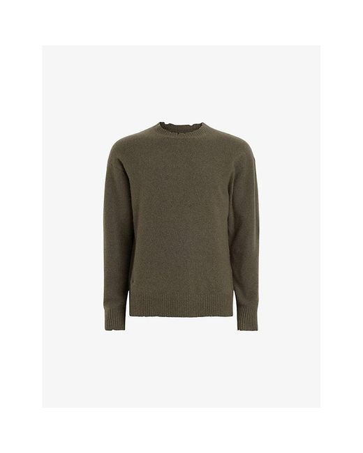 AllSaints Green Luka Crew-neck Regular-fit Stretch Recycled-polyester Jumper for men