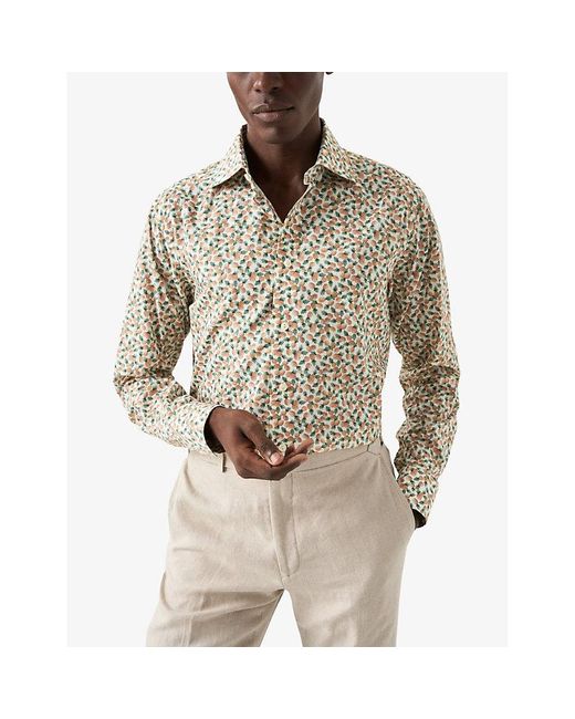 Eton of Sweden Gray Printed Regular-fit Cotton-blend Shirt for men