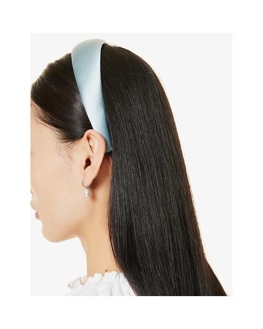 Jennifer Behr Blue Kate Brand-patch Silk Headband