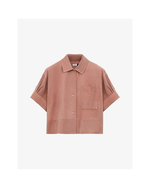 Loewe Pink X Paula's Ibiza Short-Sleeve Suede Shirt