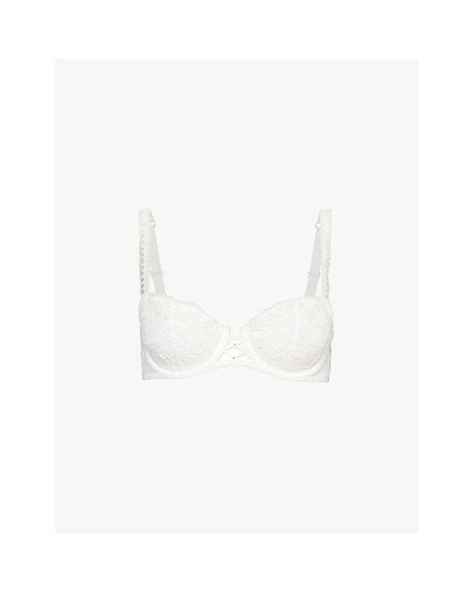Aubade White Kiss Of Love Half-cup Lace Woven Bra