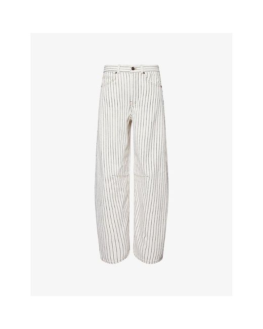 ME+EM White Extreme Striped Stretch-Denim Jeans