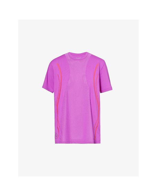 Adidas By Stella McCartney Purple Running Brand-print Stretch-recycled-polyester T-shirt X