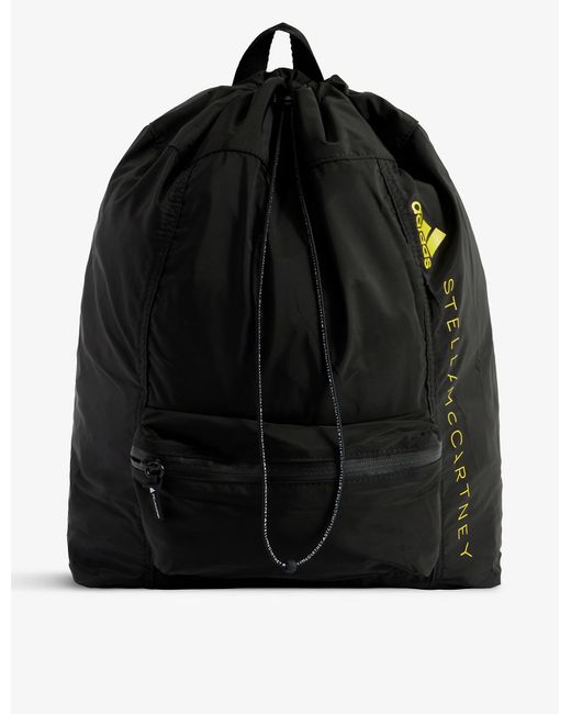 adidas By Stella McCartney Black And Yellow Gym Sack Brand Print