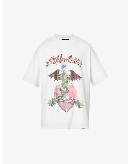 Represent White X Mötley Crüe Without You Graphic-print Cotton-jersey T-shirt for men