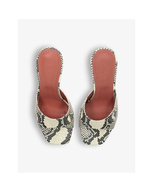 AMINA MUADDI Multicolor Lupita Snake-Embossed Heeled Leather Mules