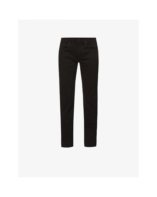 7 For All Mankind Black Standard Luxe Performance Slim-Fit Straight-Leg Stretch-Denim Jeans for men